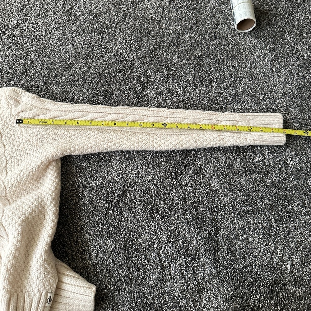 Abercrombie & Fitch Sweater Womens M White Cream Fishermen Cable Knit Pullover - Picture 13 of 16